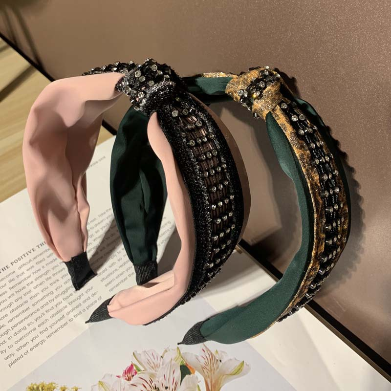 Fascia per capelli coreana con fiocco, alla moda e versatile, set pressato con bordi larghi con cerchio per punte da trapano, accessorio per capelli dolci_voghion.com
