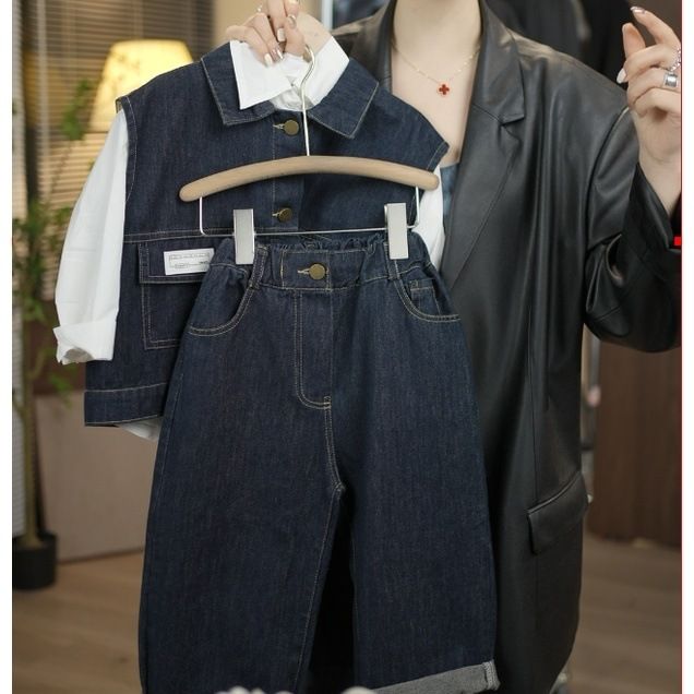 Abbigliamento per bambini Ragazzi Primavera e autunno Camicie per bambini Gilet eleganti Jeans per neonati Abiti a due pezzi_voghion.com