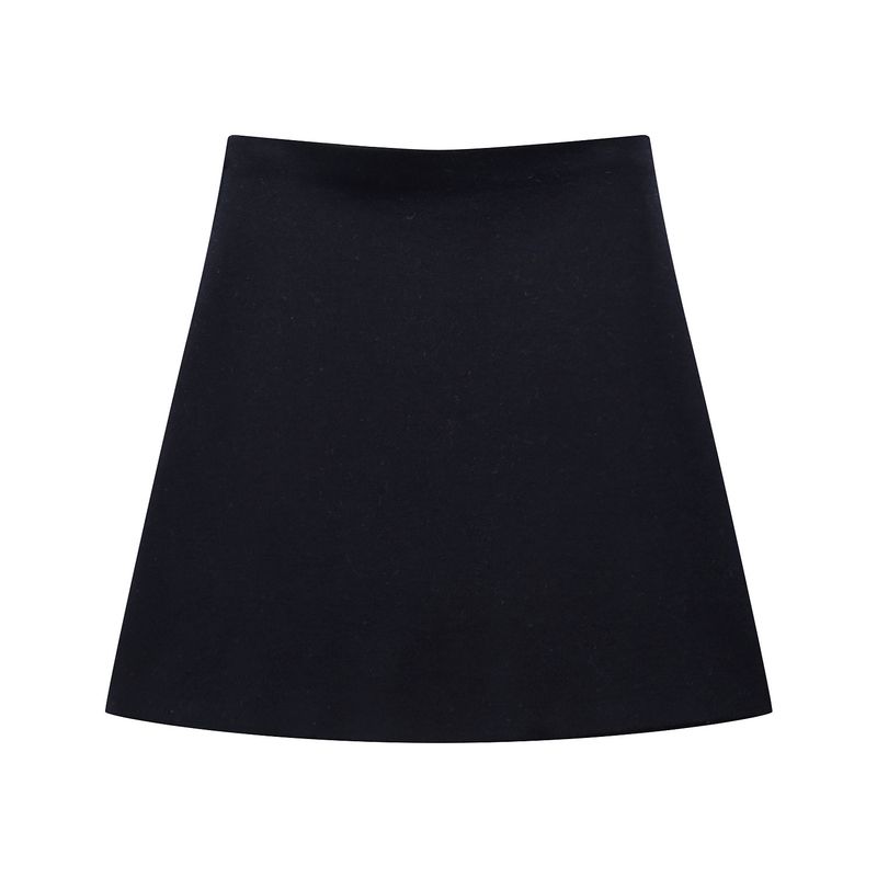 Conjunto de suéter e minissaia de malha para outono e inverno - roupa casual elegante para escritório com mangas compridas e combinação de cores puras_voghion.com