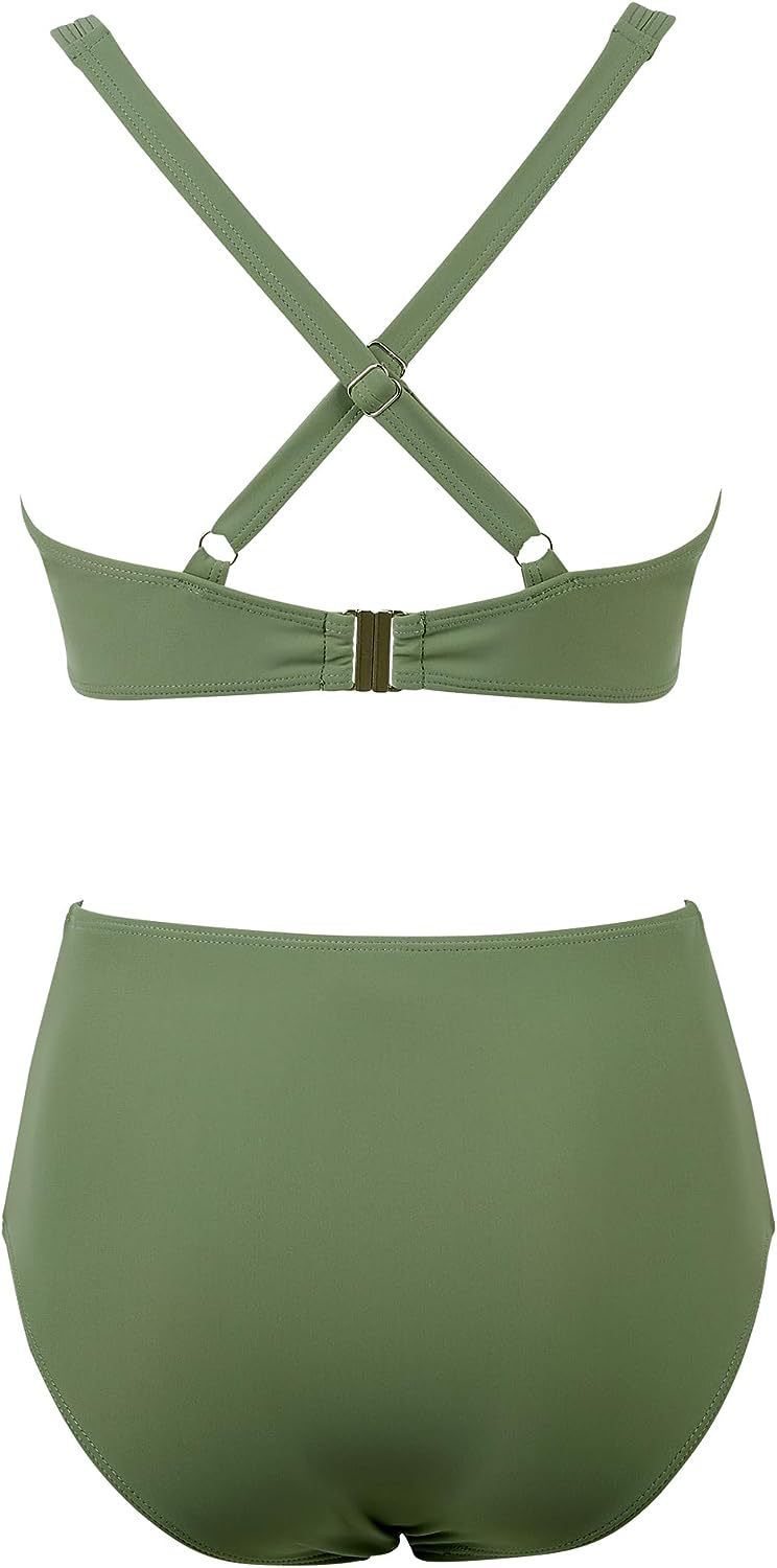 2024 Neuer Bikini mit hoher Taille und Netzstoff, sexy, offener Rücken, plissierter Badeanzug_voghion.com