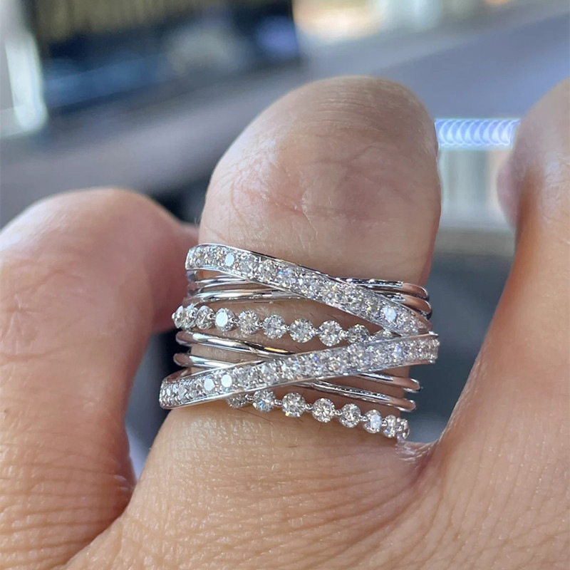 Il nuovo super scintillante di Cao Shi con linea trasversale creativa circostante multistrato per anello da donna_voghion.com