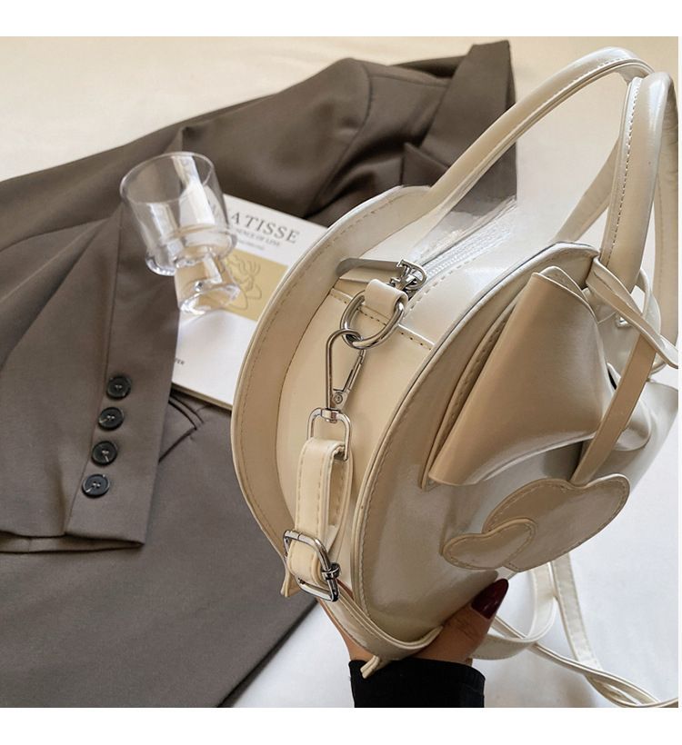 Borsa a mano a forma di cuore da donna, autunno/inverno 2025, nuova borsa a tracolla bianca con fiocco, borsa a tracolla minimalista_voghion.com