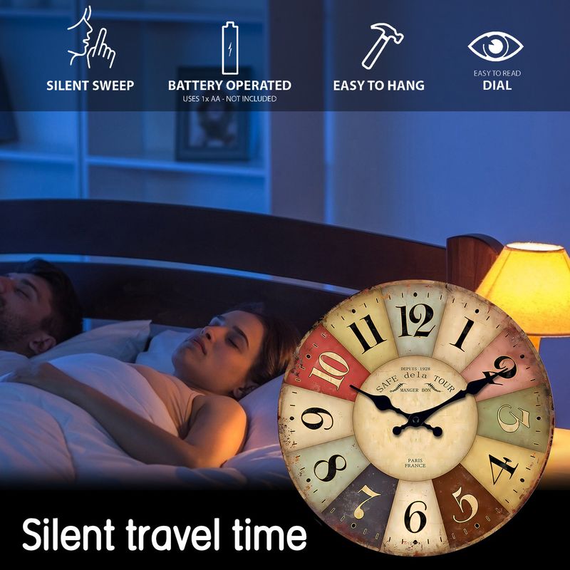 Wooden Retro Wall Clock - Mute Square Home Decor_voghion.com