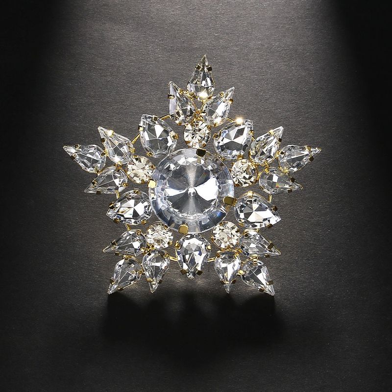 Anello accessorio versatile a forma di fiocco di neve esagerato con strass di grande personalità_voghion.com