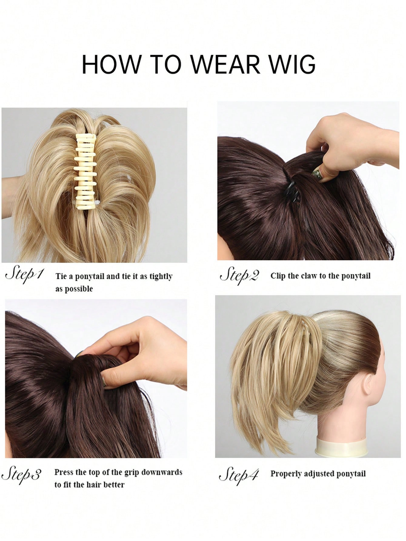 Pezzo disordinato Panino a cascata Clip in artiglio Chignon Coda di cavallo Posticci Estensioni dei capelli sintetici arruffati Scrunchie_voghion.com