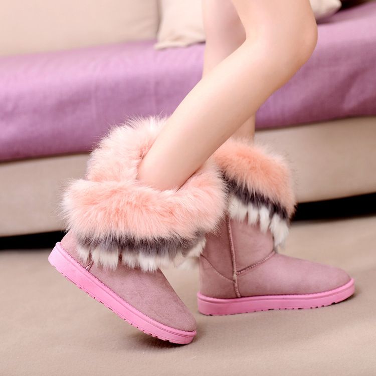 Women's Fur Tassel Winter Snow Boot Suede Flat Ankle Boots_voghion.com