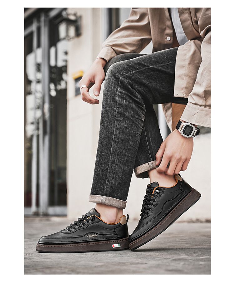 Lässige Slip-On-Sneaker für Herren – leichte, atmungsaktive Slipper aus PU-Leder mit rutschfester Sohle für den täglichen Gebrauch (Weiß/Schwarz/Beige)_voghion.com