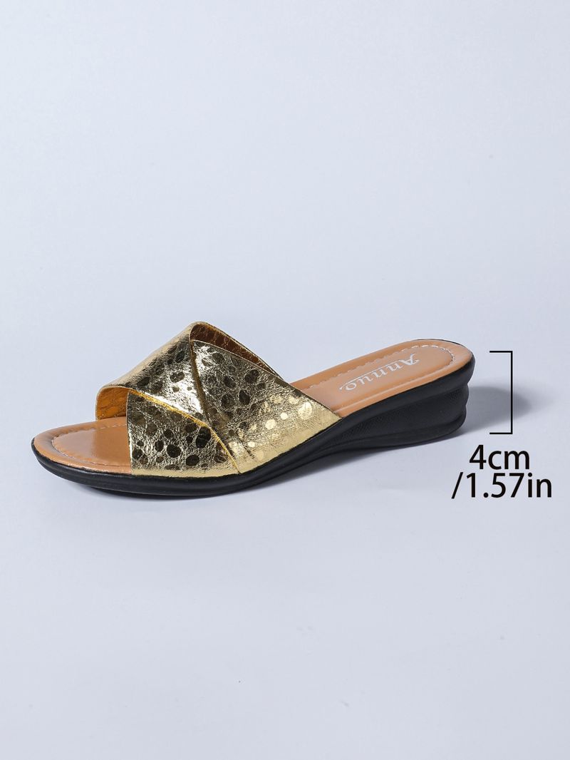 Nuovi sandali con zeppa a bocca di pesce, pantofole con una linea, pantofole da donna taglie forti, scarpe dorate_voghion.com