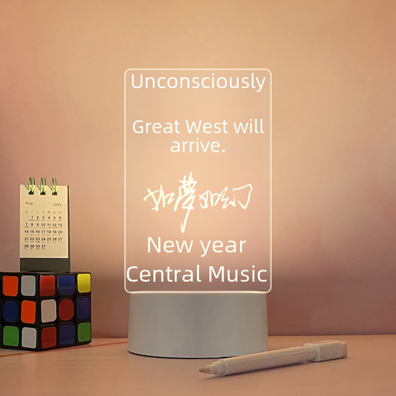 Pen-sending multifunctional acrylic transparent note board luminous message board nightlight erasable home memo reminder board_voghion.com
