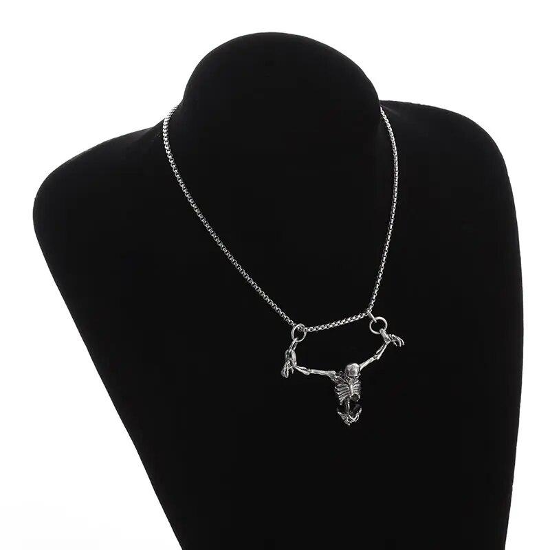 Collana con ciondolo teschio gotico vintage pronto all'uso per uomo, personalizzata, stile motociclista, punk, gioielli alla moda._voghion.com