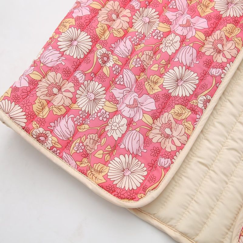 Vêtements pour femmes 2024 été nouvel article petit gilet en coton double face à motif floral_voghion.com