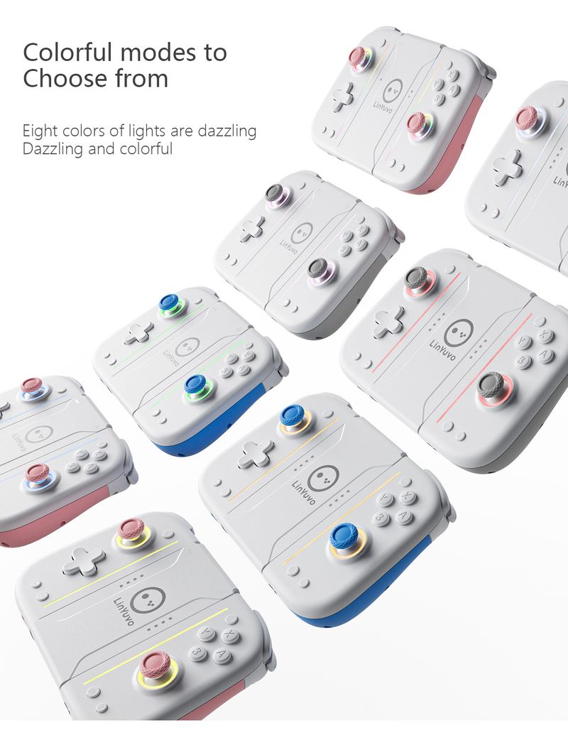 LinYuvo Switch Joy Con Mechanical Button With Adhesive Backing, Colorful Lights, Macro Function, Bluetooth Game_voghion.com