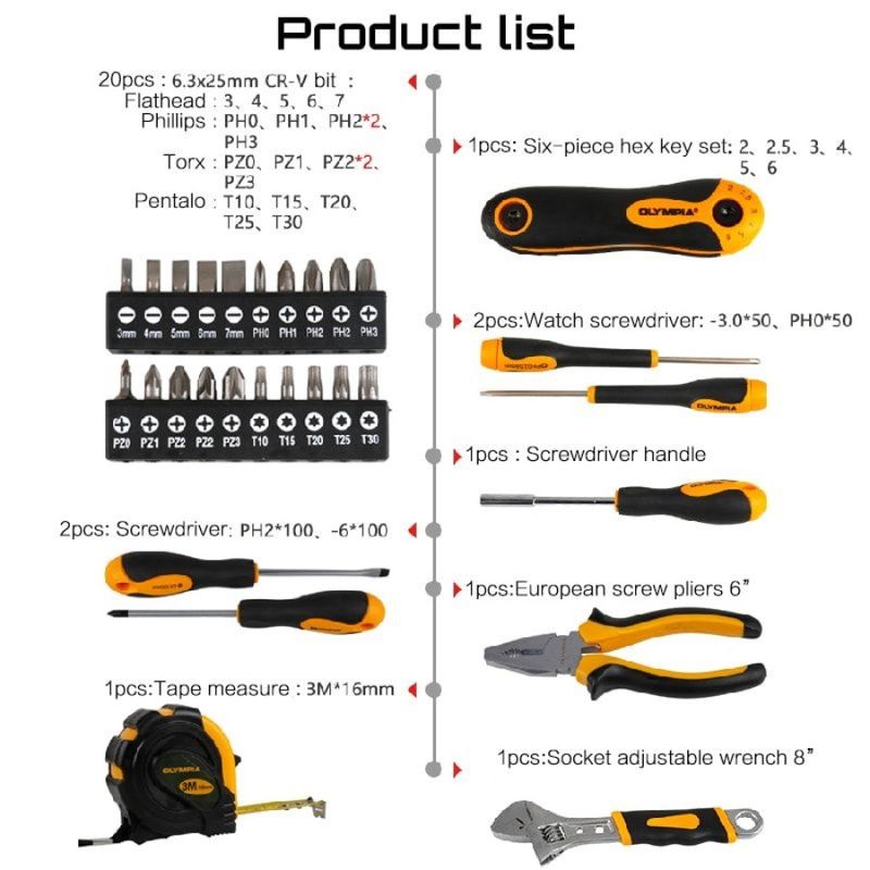 Home Tool Set 34piece Basic Mechanic Tool Set With Tool Box Ideal For Home Repairs Convenient Storage With Individual Container_voghion.com