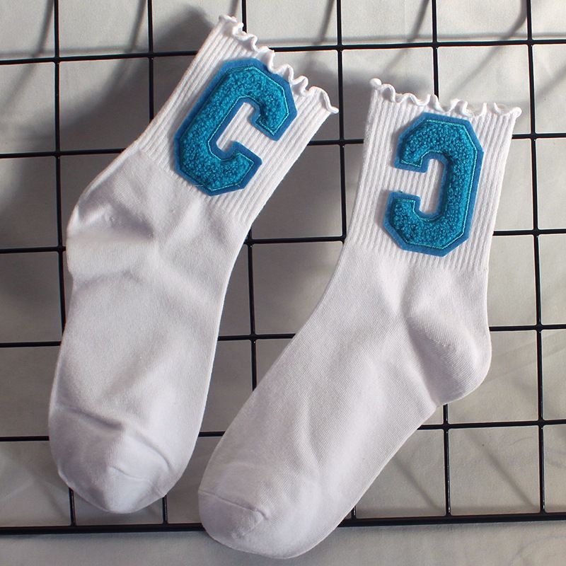 Socks New Style Fungus Lace Women's Socks Plush Big C Socks Women's High Elastic Student Sports Mid Tube Socks Sweat Absorbent Cotton Socks Trendy_voghion.com