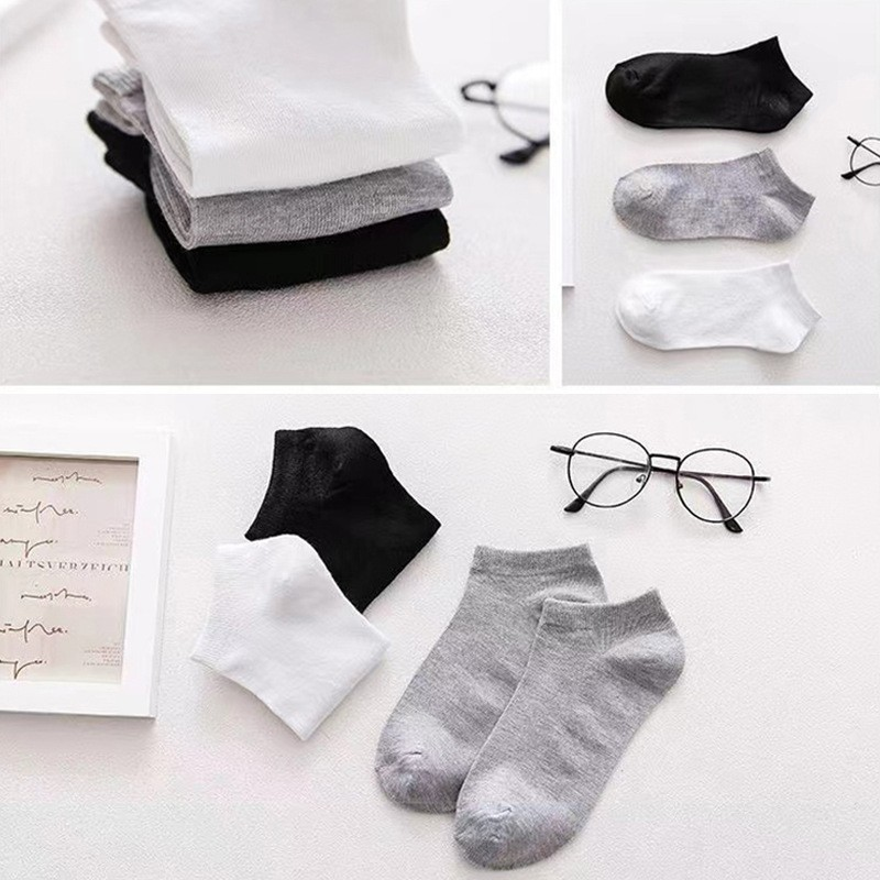 Calcetines unisex en blanco y negro, calcetines cortos para correr a granel, calcetines absorbentes de sudor y desodorantes para las cuatro estaciones para hombre, calcetines para barcos de asistencia al por mayor_voghion.com