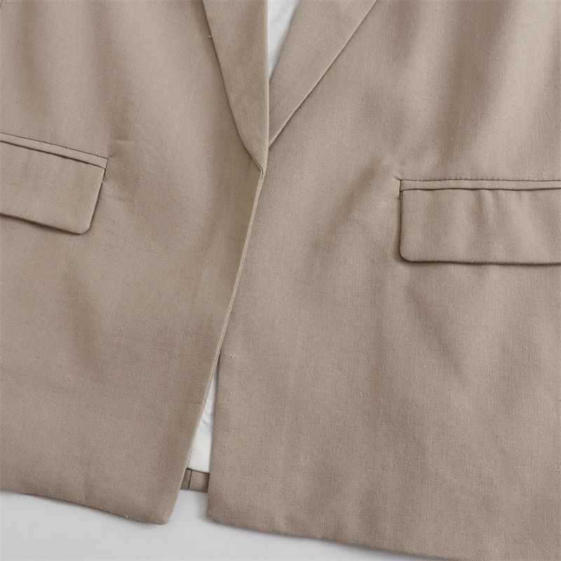 Dames herfst- en winterstijl opgerolde mouwen en casual temperament blazer opengeknoopt effen kleur forensenpak_voghion.com
