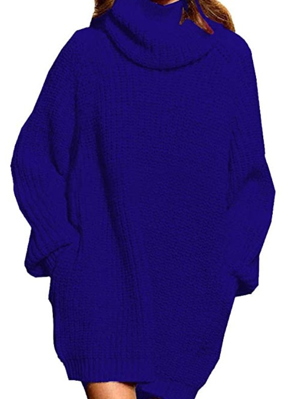 Women's autumn and winter fashion long sleeve turtle neck ladies long knit dress women's dress_voghion.com