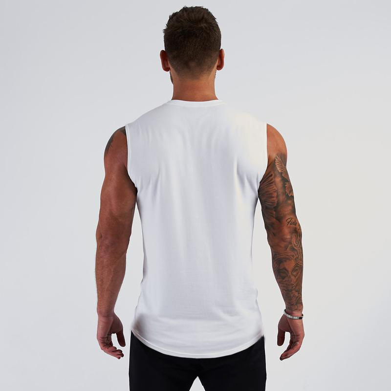 Slät tallrik Solid Summer Liten V-halsad sportlinne för män Fitness Ärmlös T-shirt Löpträningströja Bomull_voghion.com