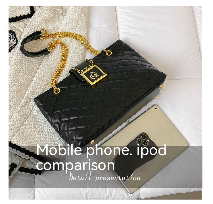 Borsa da donna 2024 Nuova Tendenza Moda Semplice Versatile Lingge Piccolo Vento Profumato Borsa a Tracolla da Donna Borsa a Tracolla Texture_voghion.com