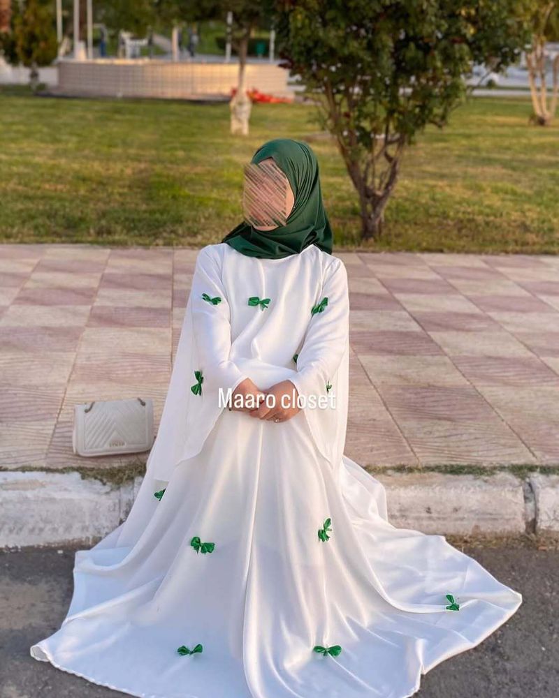 Naisten vaatteet Uusi Dubai Abaya Löysä trumpettihihainen rusettimekko_voghion.com