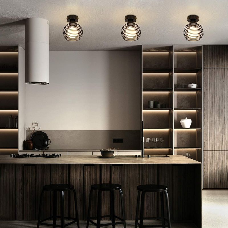 Glitzerlife Deckenlampe Vintage Deckenleuchte Schwarz - 2ER Flurlampe Metall Lampenschirm Industrial Küchenlampe E27 Fassung Max.40W Deckenbeleuchtung Für Gang_voghion.com