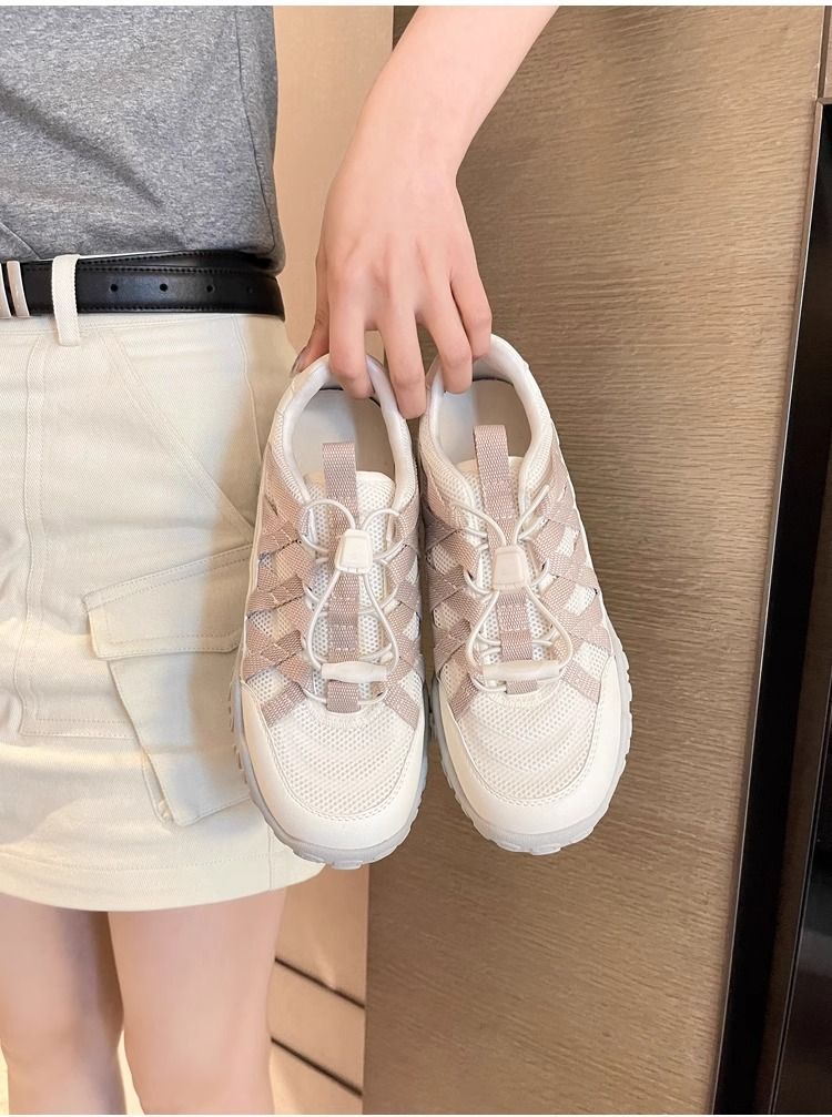 Primavera e autunno nuove scarpe con tacco a zeppa commercio estero grandi dimensioni scarpe sportive arcobaleno fondo scarpe da papà spot scarpe da corsa da donna_voghion.com