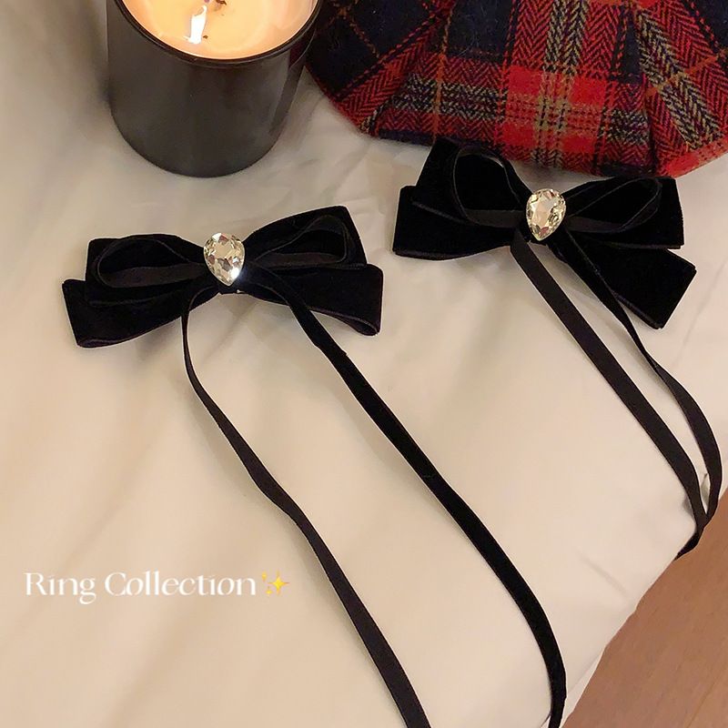 Klassische retro rote samt bogen band haarnadel weibliche zurück kopf doppel pferdeschwanz kopfschmuck top clip Neue Jahr haar zubehör_voghion.com