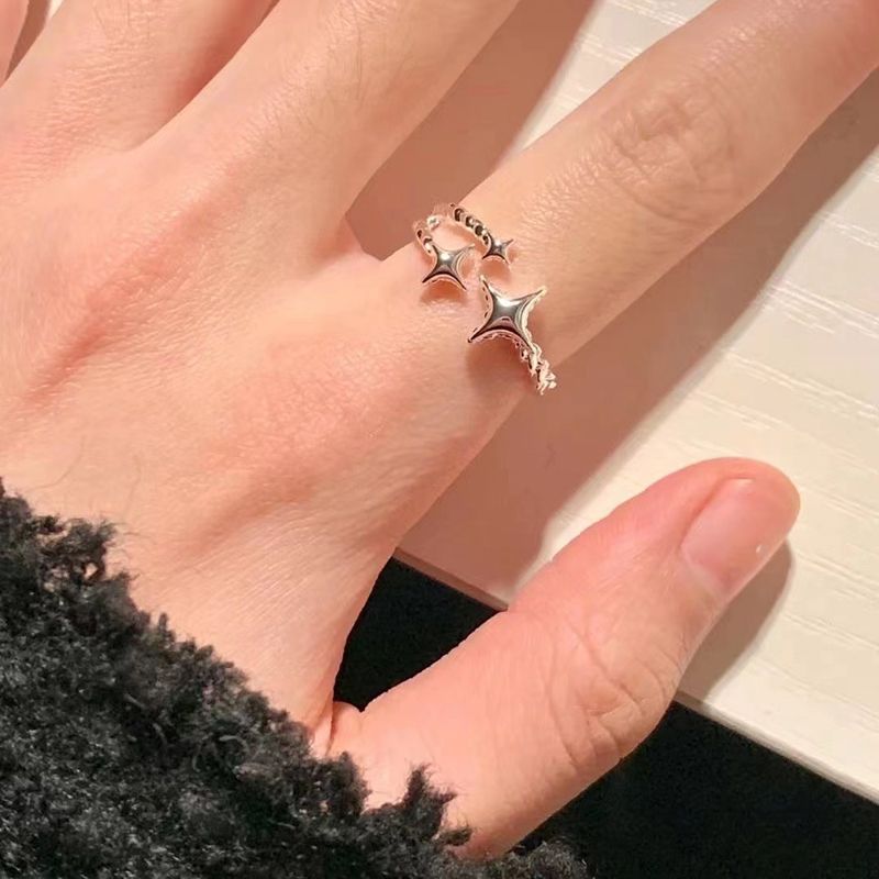 Ensemble de bagues tendance en métal punk pour femmes, bague simple ouverte réglable en forme d'étoile, bijoux de fête tendance pour filles, cadeaux, accessoires_voghion.com