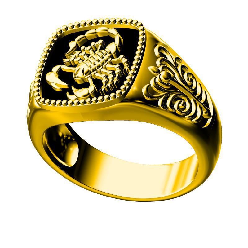 Nuovo e creativo anello da uomo con motivo a totem con scorpione in rilievo, molto venduto, con colla a goccia e anello a forma di scorpione._voghion.com