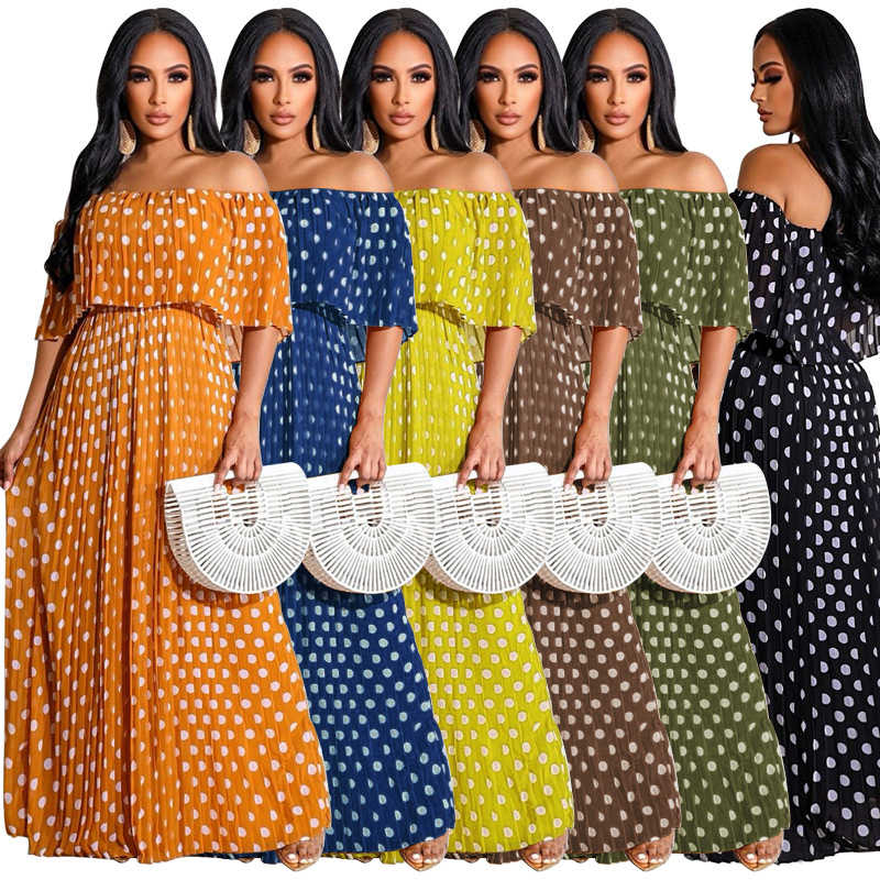 Summer New Dot Print Fashion Casual Abiti taglie forti_voghion.com