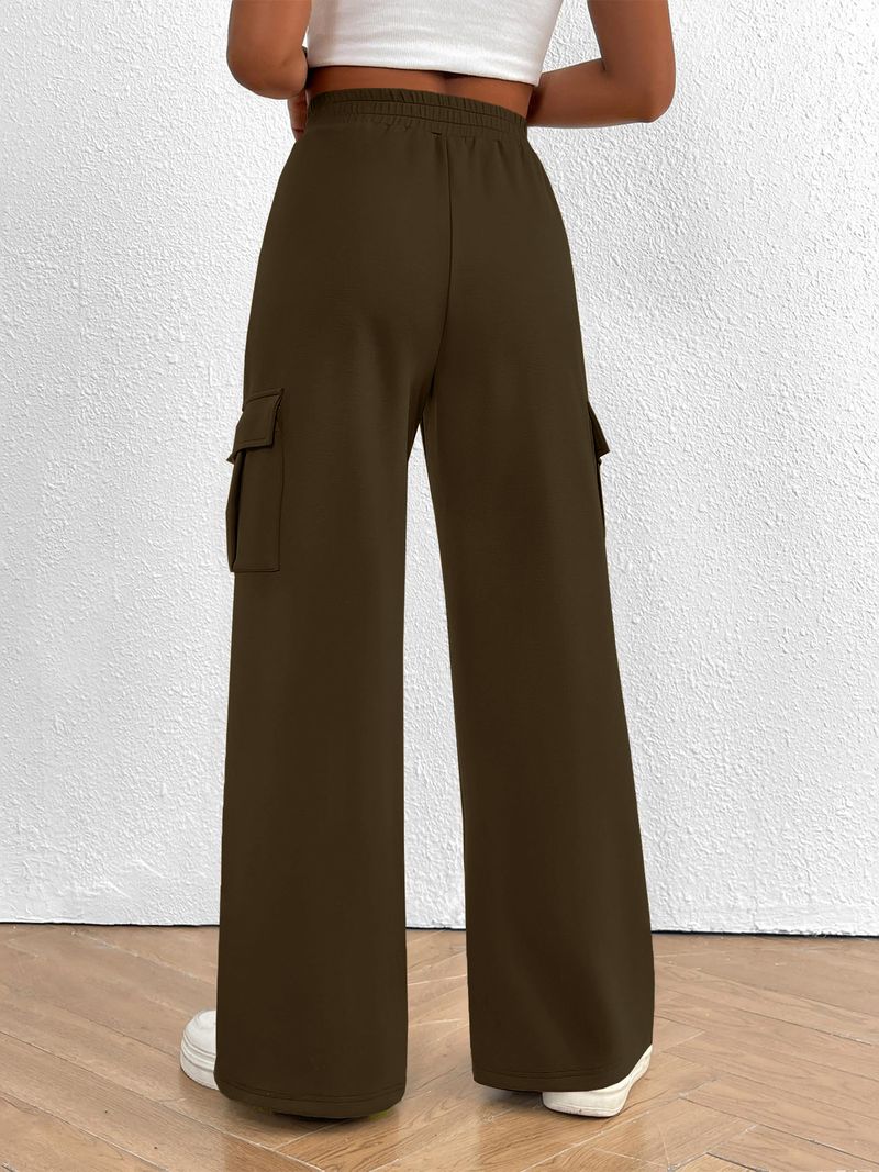 Pantalon de jogging ample et large pour femme avec poches pour la course, l'entraînement et les tenues décontractées - Pantalon de détente confortable en polyester pour toutes les saisons_voghion.com