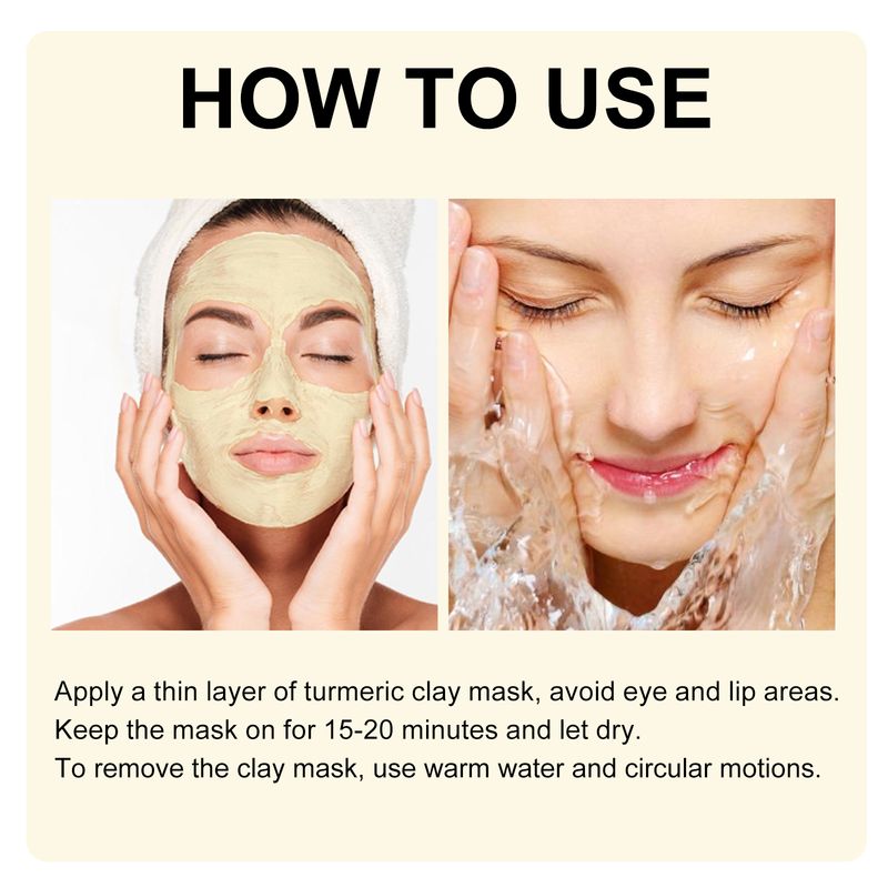 EELHOE Turmeric Clay Mask, Facial Acne-Clearing Q10 Deeply Cleanses, Hydrates, Brightens And Shrinks Pores_voghion.com