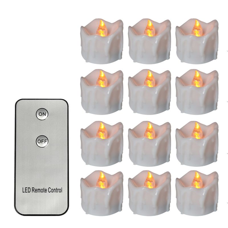 Bougies LED télécommandées – Effet scintillant et goutte d'eau pour anniversaires, mariages, Halloween et Noël (blanc chaud/froid/jaune, lot de 6)_voghion.com