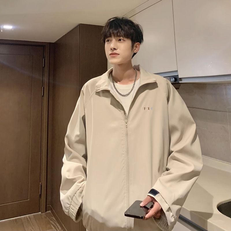 Veste décontractée pour homme, style coréen, tendance, broderie, simple, ample, printemps et automne 2025_voghion.com