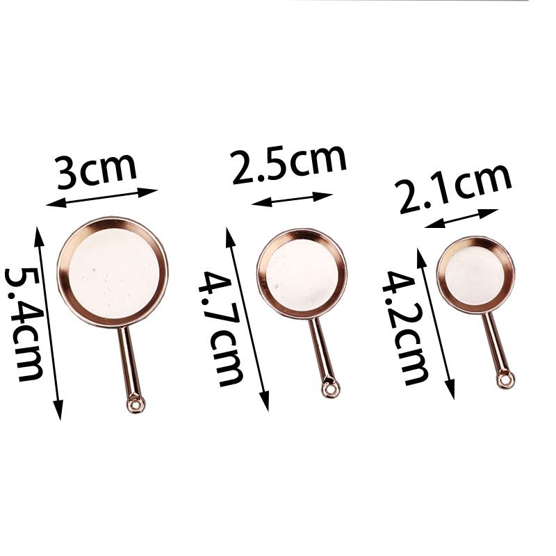 1:12 dollhouse dollhouse miniature furniture accessories mini kitchen utensils alloy pan three-piece set_voghion.com