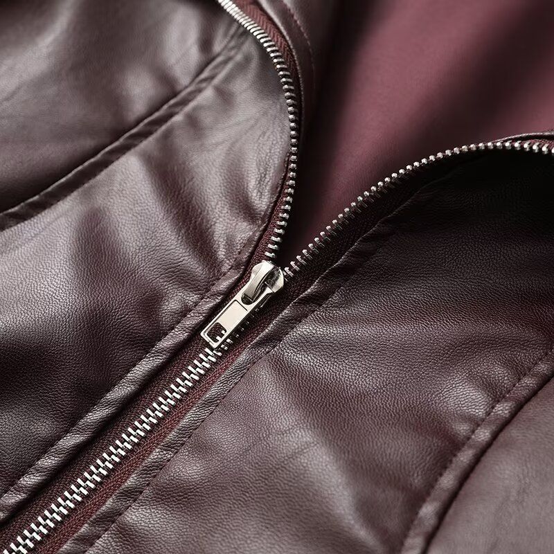 TAOP&ZA Veste courte en cuir à col rabattu et fermeture éclair pour femme, style américain, simple et tendance_voghion.com