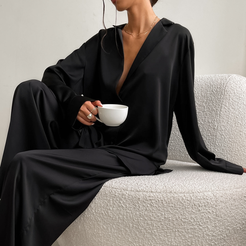 Women's solid color coat pantsuit_voghion.com
