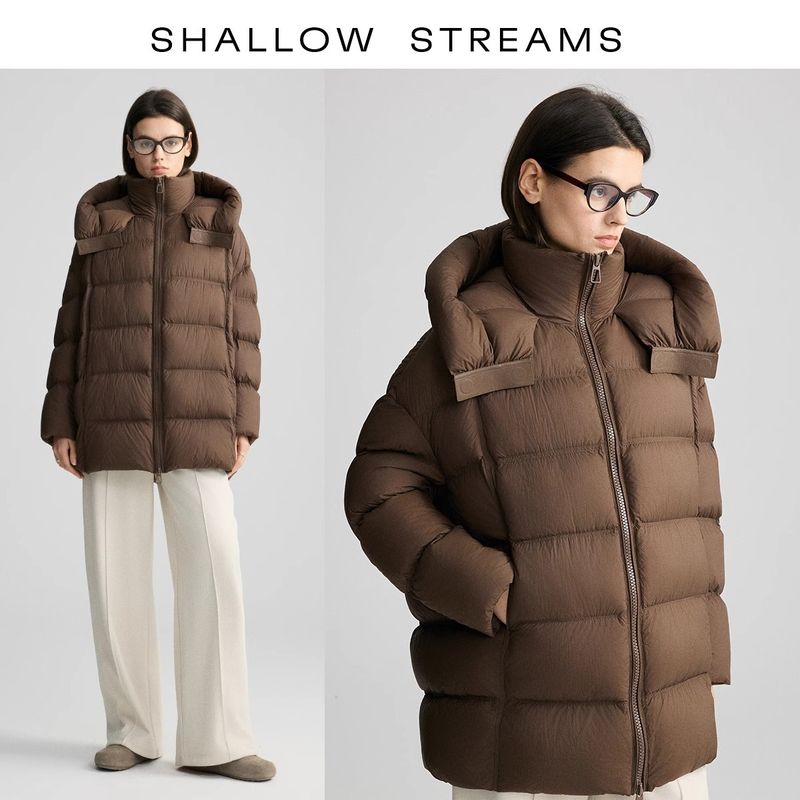 Women's Winter Parka Coat With 90% White Goose Down, Oversized Puffer Jacket, Hooded Long Coat For Cold Weather_voghion.com