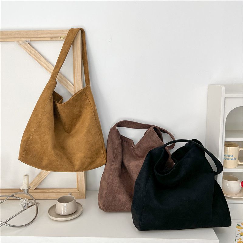 Borsa a tracolla casual da donna versatile, alla moda, per pendolari, autunno inverno, nuova in pelle scamosciata e nabuk, grande capacità_voghion.com