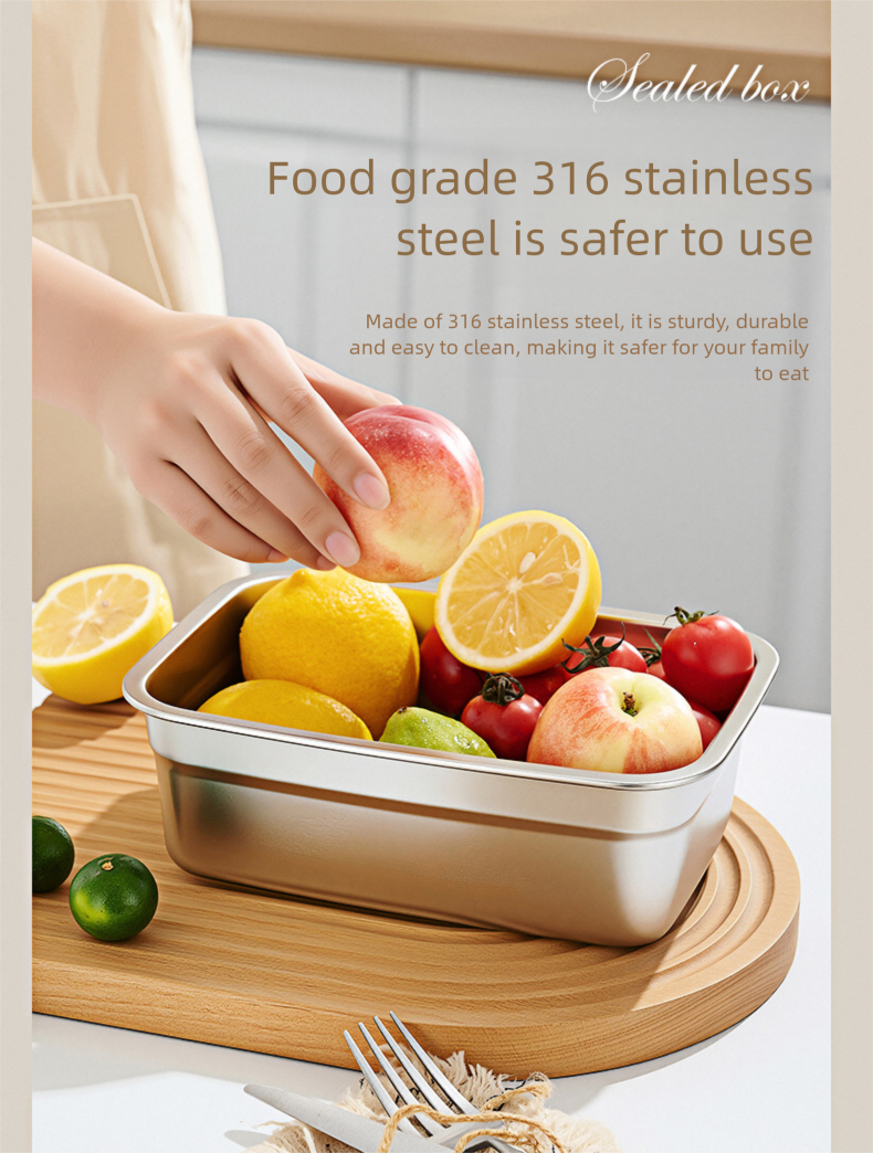 Contenitore per il pranzo portatile da esterno, sigillato, in acciaio inossidabile per alimenti 316, con coperchio, per conservare la freschezza e conservare il congelamento._voghion.com