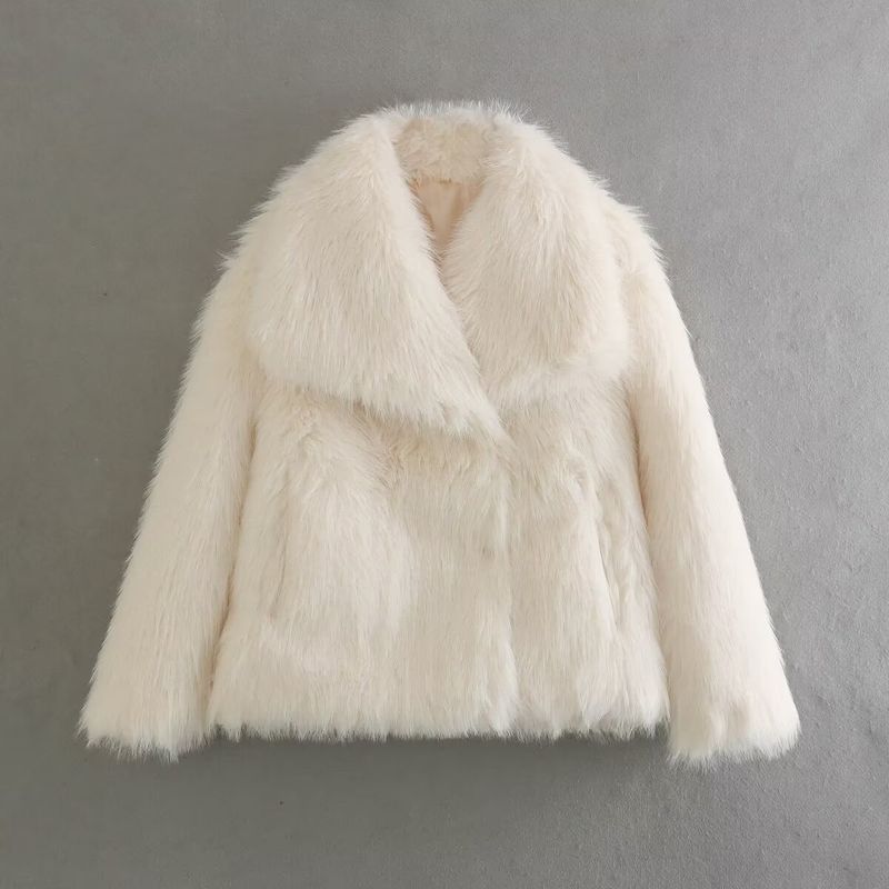 Dammekleeder 2024 Fréijoer nei Stroossemode locker Pelzreversjacket A14001_voghion.com
