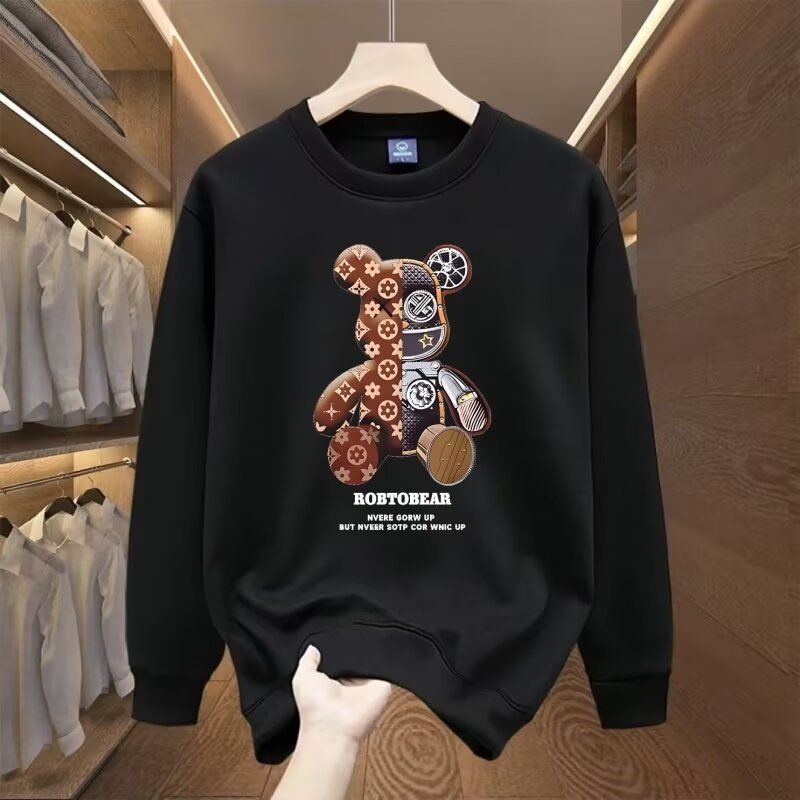 Streetwear Fleece Sweatshirt For Men – Oversized Crewneck With Cartoon Print_voghion.com