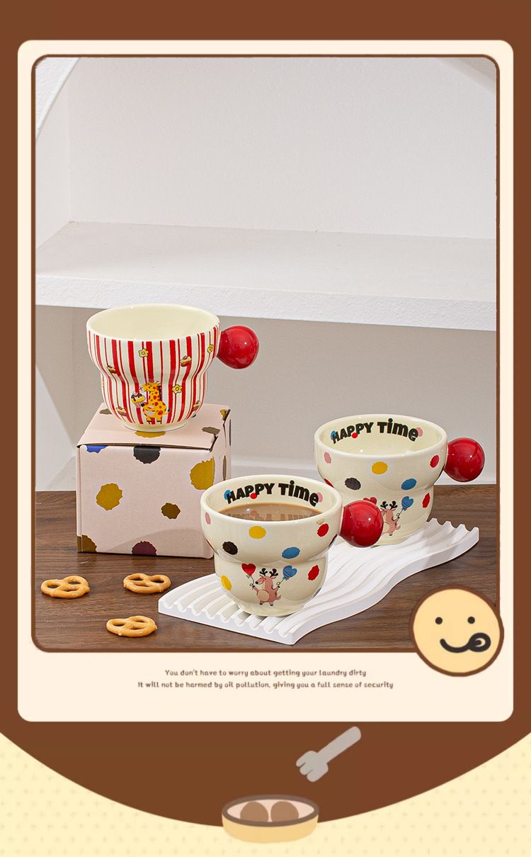 Handheld Coffee Cup, Ceramic Mug For Women With High Looks And Handle, Water Cup For Home Use, Especially Beautiful Latte Cup_voghion.com