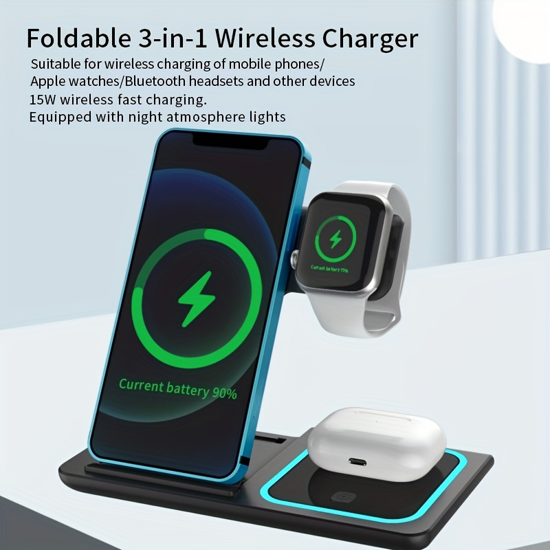 3 In 1 Fast Charging Station, Folding Wireless Charger Stand_voghion.com