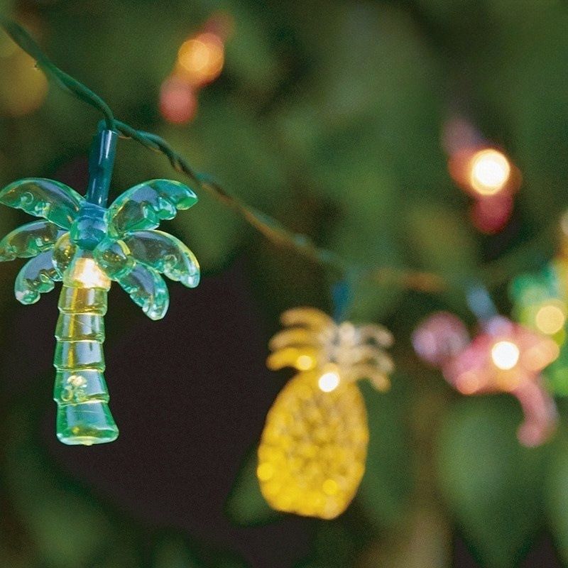 Stringa di luci solari a LED, ananas, cocco, fenicottero, piccola stringa di luci estive, cartone animato, luce decorativa, stringa lampeggiante_voghion.com