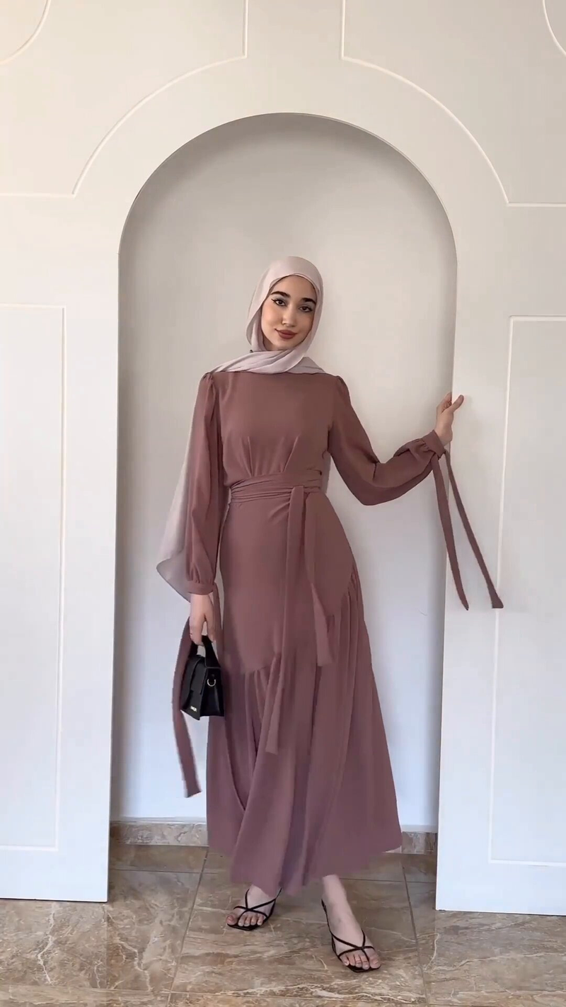 Damen Frühling Neue Mode Langarm Spitze Halblanges Kleid Set_voghion.com