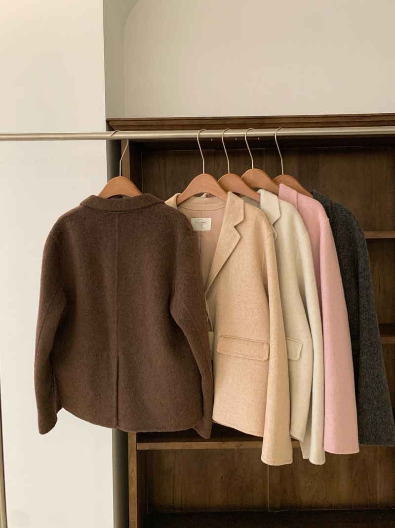 Manteau d'hiver en laine 100 % laine, couleur unie, style coréen Dongdaemun V*rgamot_voghion.com