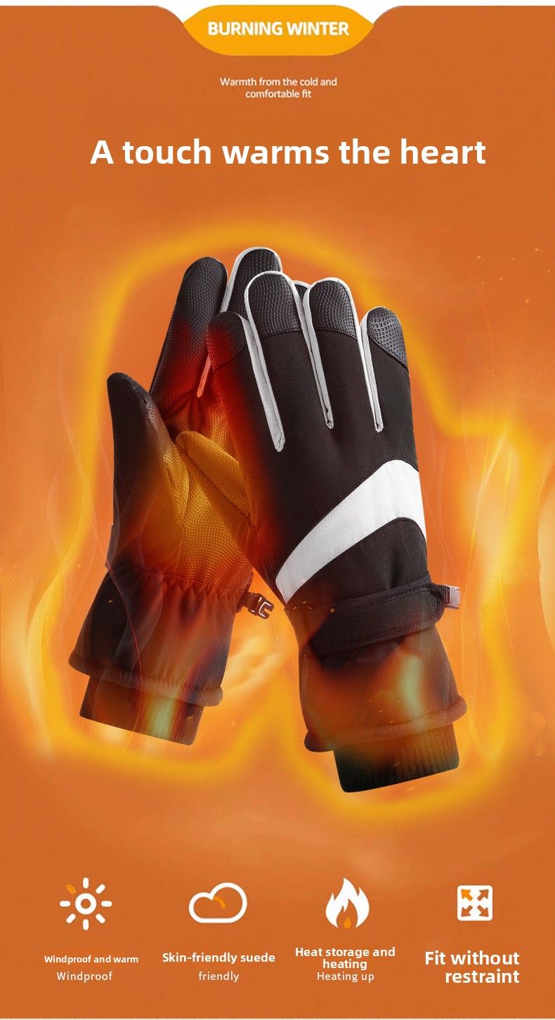 Ski Gloves For Men And Women Couples Winter Cotton Warm Fleece Thickened Electric Bike Windproof Waterproof Outdoor_voghion.com