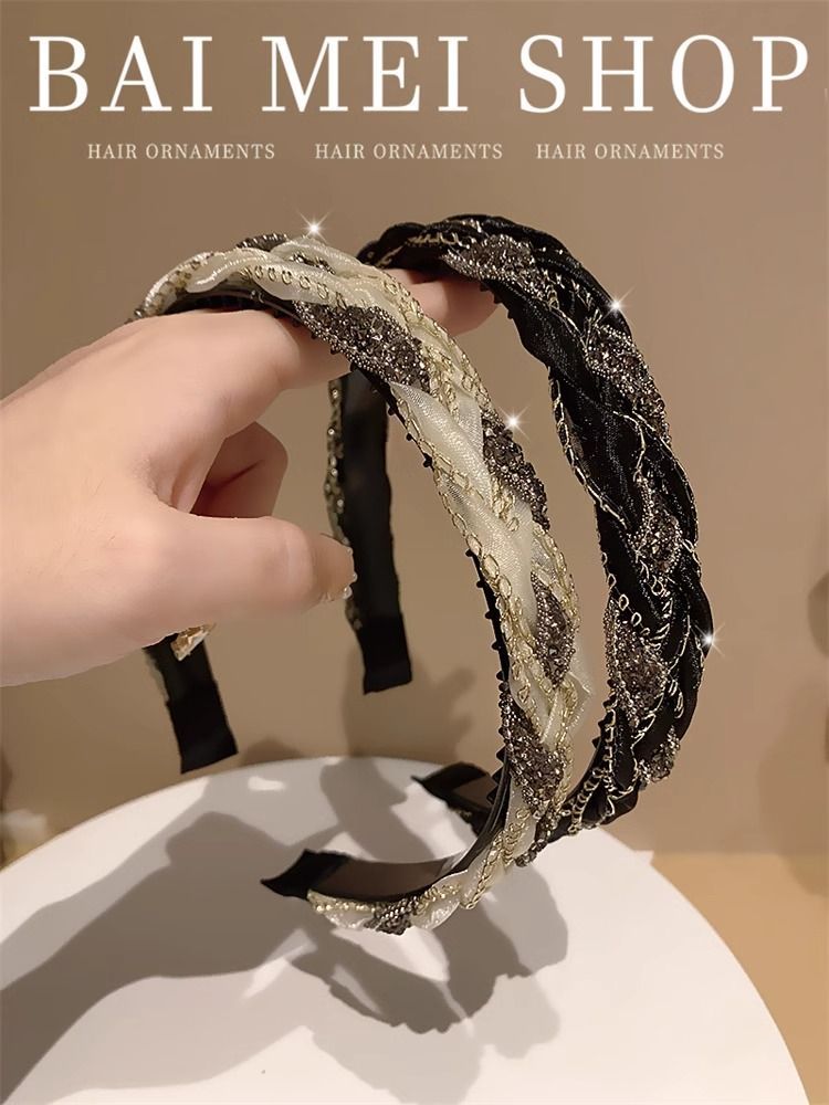 【 Hot Selling In Store 】 Korean Version Of Light Luxury Rhinestone Fine Headband Women's Pressed With Teeth Anti Slip_voghion.com
