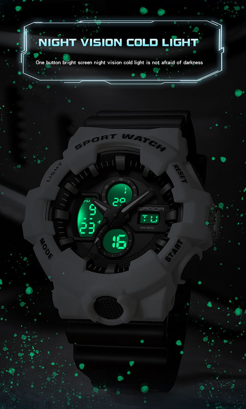 Men's Digital Analog Sports Watch With LED Backlight, 50M Waterproof, Shockproof, Alarm & Date Display For Outdoor & Casual Wear_voghion.com